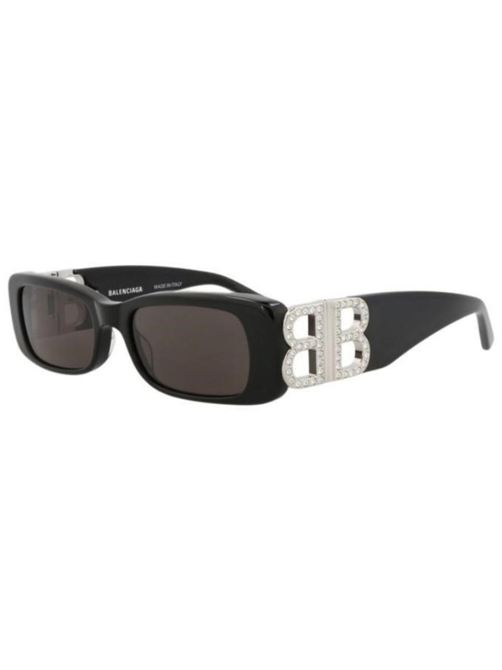 New Balenciaga Womens Square/Rectangle Black Silver Grey Fashion Designer Sungla